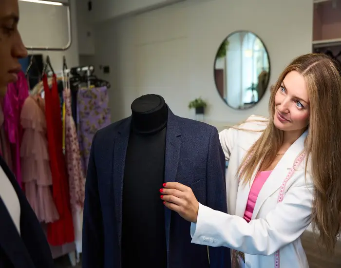 Bespoke women's jacket made by Richard Bennett Custom Tailors in Chicago, IL